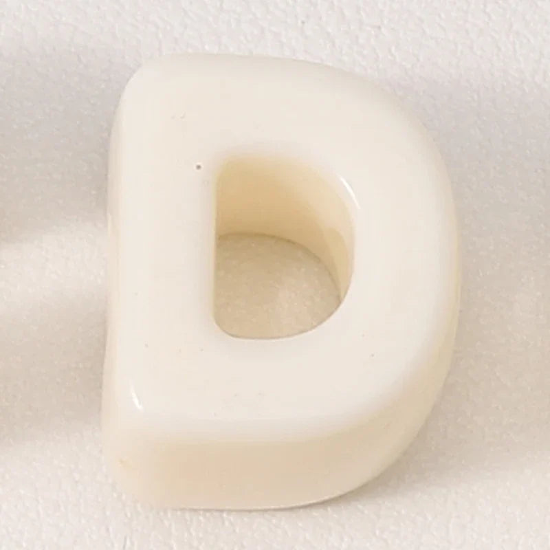 20pcs Beige Acrylic Large Hole Letter Loose Beads DIY Necklace Bracelet Mobile Phone Chain Bag Pendant Jewelry Accessories