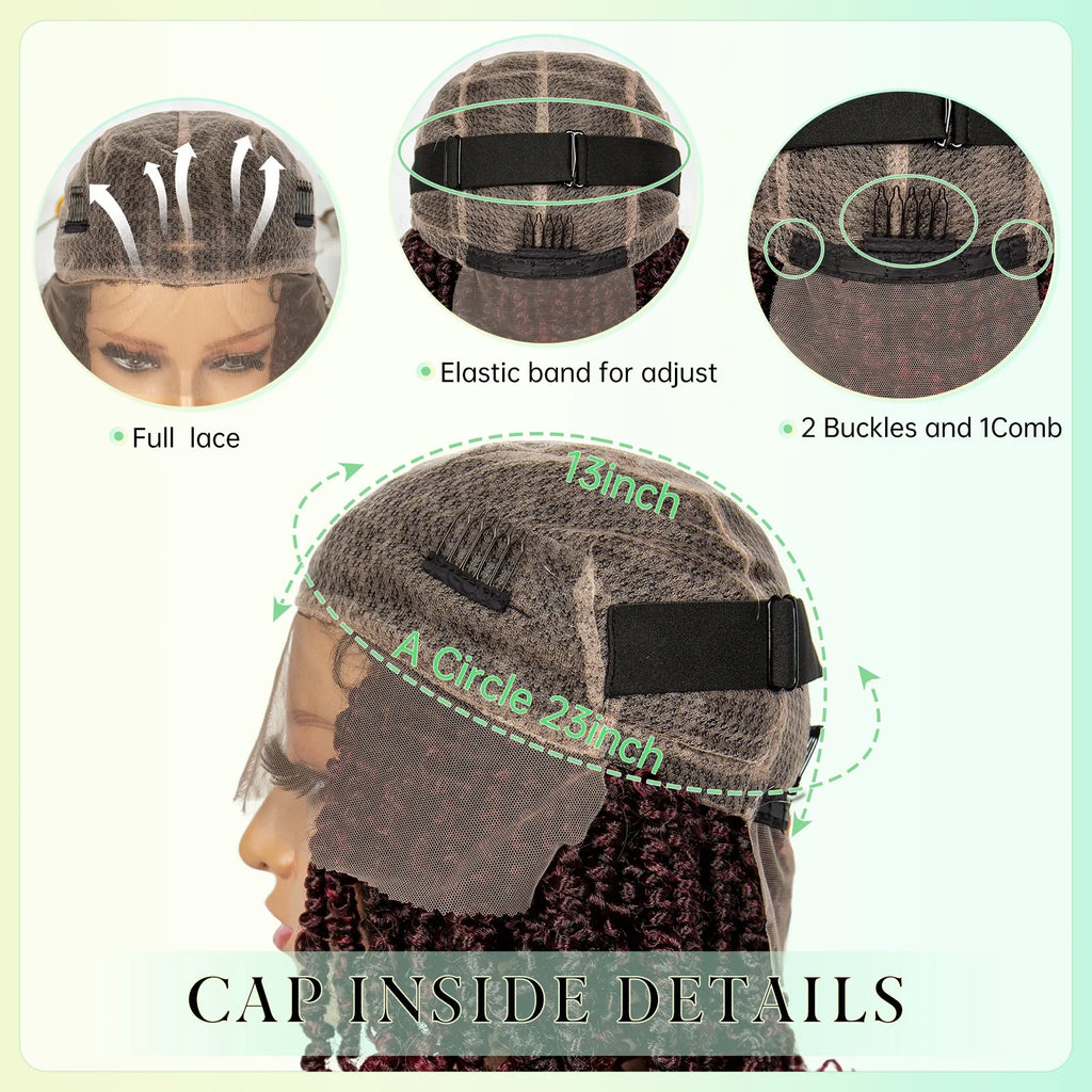 14Inch Full Lace Braided Wigs Synthetic Lace Frontal Twisted Braids Wigs with Baby Hair Knotless Box Braids Wig for Black Women