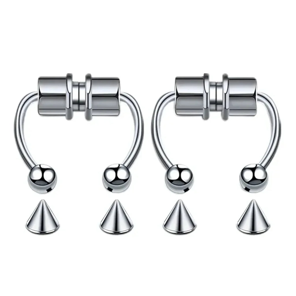 1/2/3/4/5Pcs Fake Magnetic Stainless Steel Nose Rings,Non Piercing Septum Rings Magnetic Nose Ring Clip On Nose Rings Jewelry