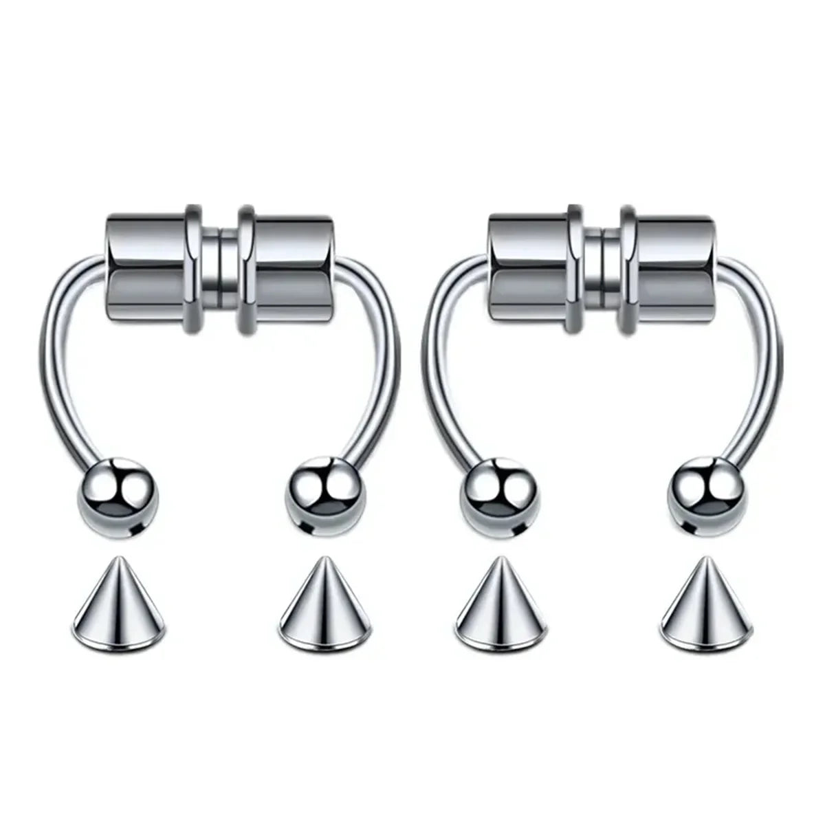 1/2/3/4/5Pcs Fake Magnetic Stainless Steel Nose Rings,Non Piercing Septum Rings Magnetic Nose Ring Clip On Nose Rings Jewelry