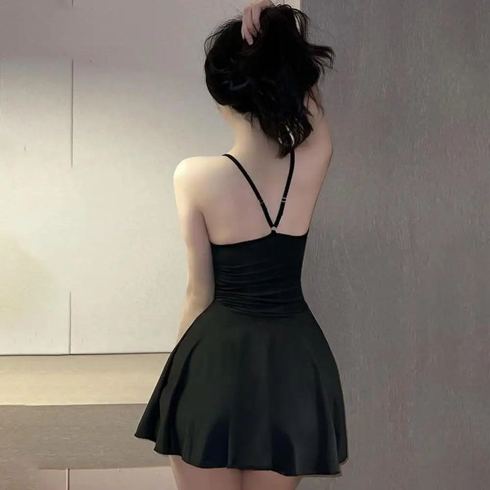 Sexy Women Pleated Micro MINI Dress Bandage Smooth Uniform Slip Mini Dress Night Club Outfits Allure Ruffled Dress Backless