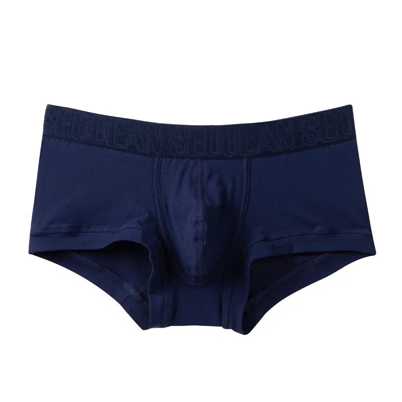 SEOBEAN Men's Breathable Cotton Boxer Shorts U-Convex Pouch Low-Waist Soft Stretch Underwear for Daily Casual & Intimate Wear