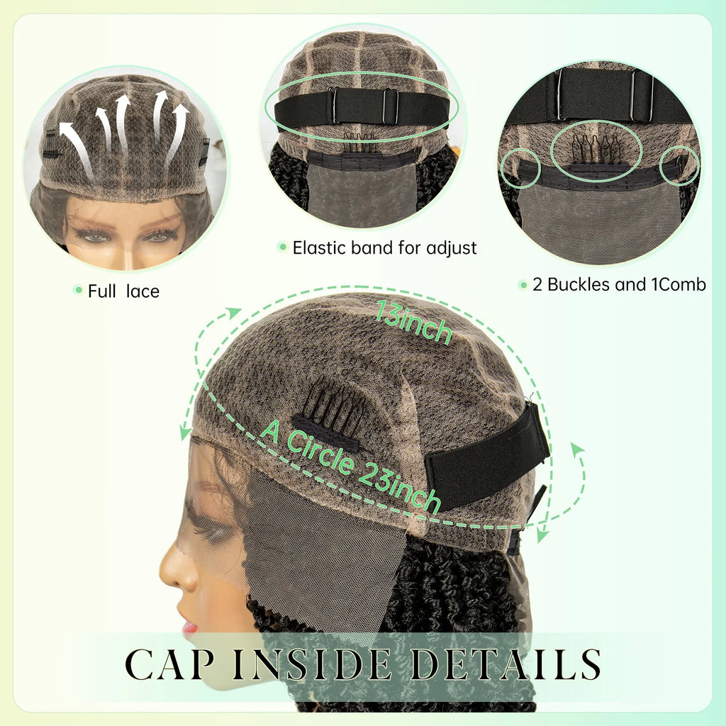 14Inch Full Lace Braided Wigs Synthetic Lace Frontal Twisted Braids Wigs with Baby Hair Knotless Box Braids Wig for Black Women
