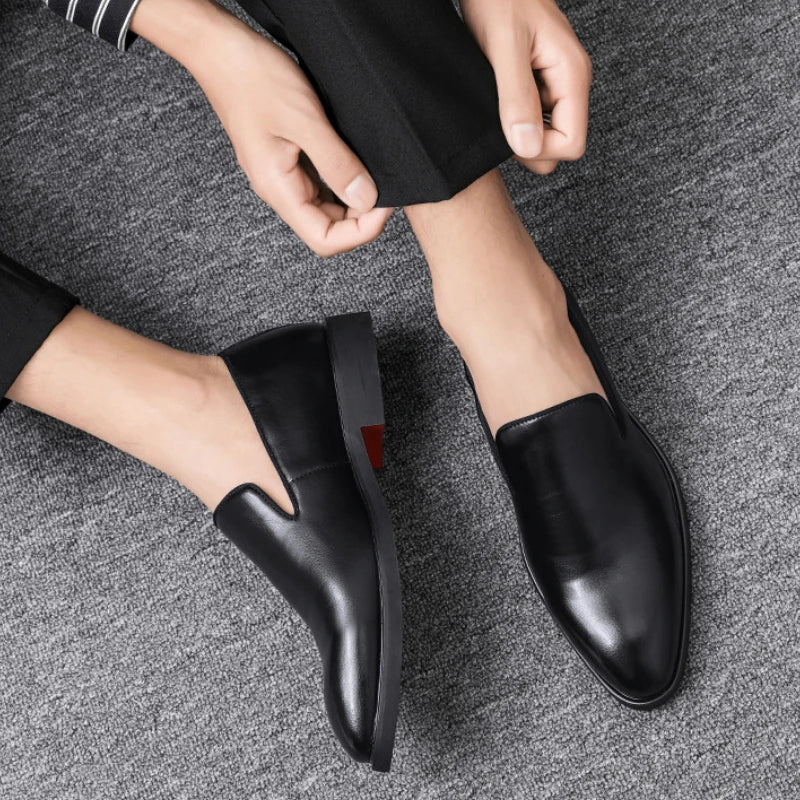 Red Sole Dress Shoes for Men Business Office Men Loafers Male Flats Driving Shoes Casual Moccasin Slip-On Wedding Leather Shoes