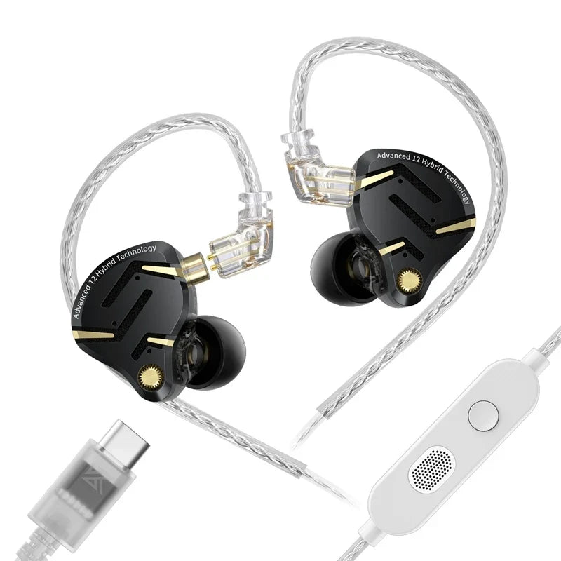 KZ ZS12 Pro 2 Flagship-Grade HiFi IEM Earphones Ultra-Linear 1DD+5BA Hybrid Driver Clarity Sound Wired Headphones Detachable Cable Ergonomic Gaming Earbuds