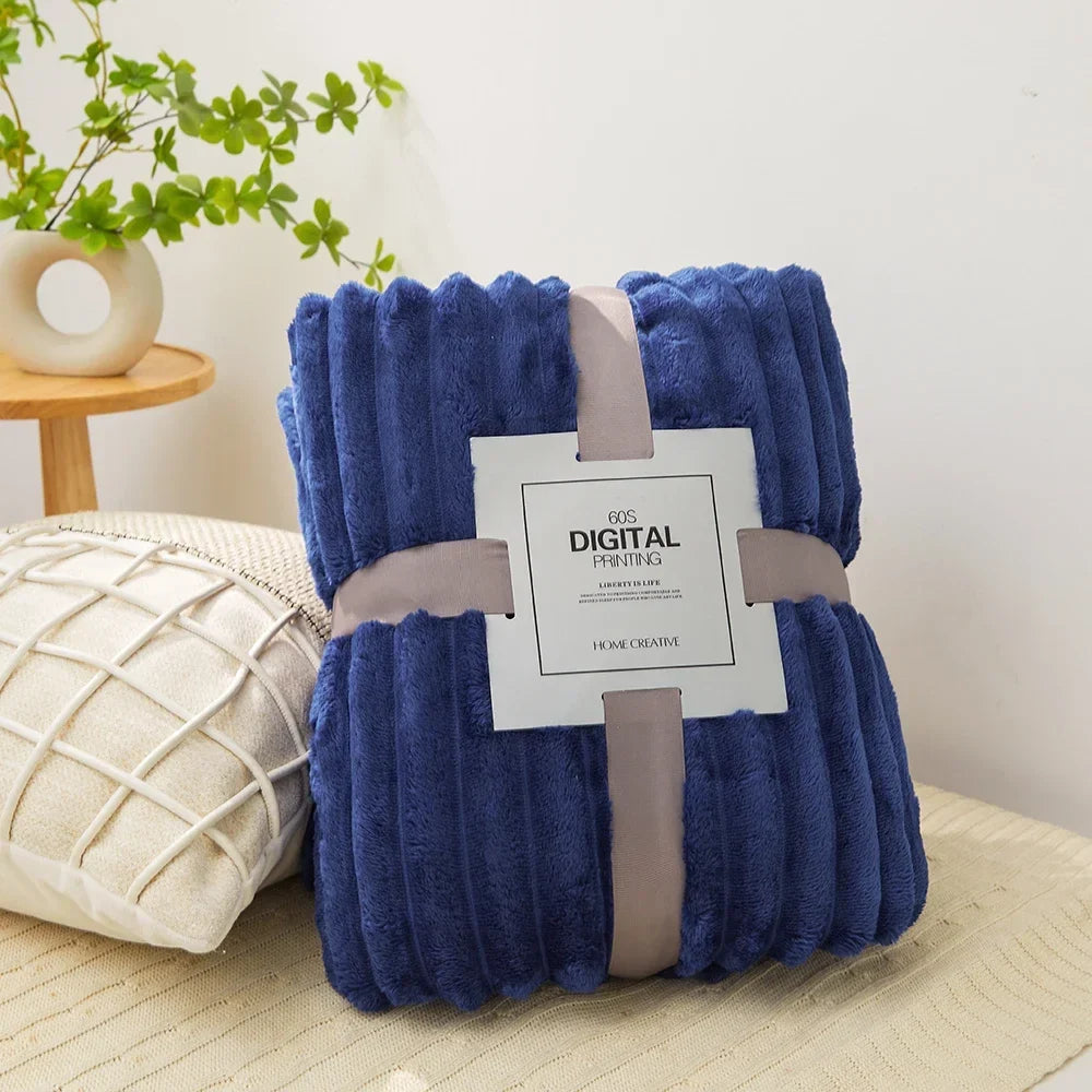 VividTwill 1pc Fluffy Coral Velvet Blanket Air-Conditioned Flannel Plush Comfortable Thickened Warm Soft Throw Blanket Bed Cover