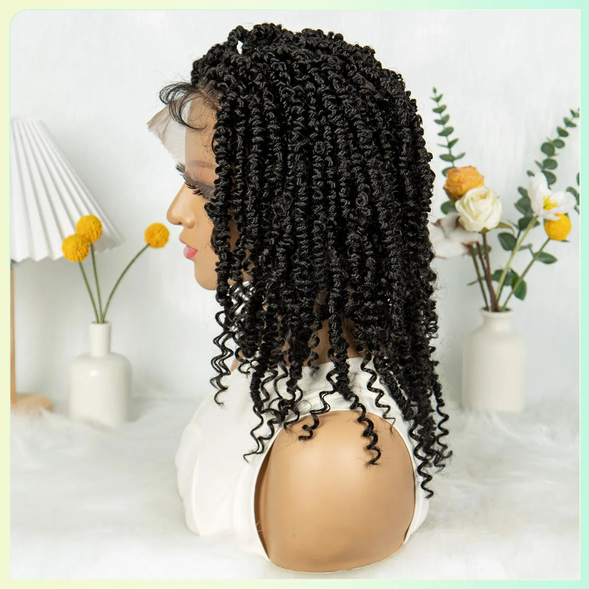 14Inch Full Lace Braided Wigs Synthetic Lace Frontal Twisted Braids Wigs with Baby Hair Knotless Box Braids Wig for Black Women