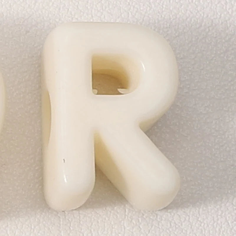 20pcs Beige Acrylic Large Hole Letter Loose Beads DIY Necklace Bracelet Mobile Phone Chain Bag Pendant Jewelry Accessories