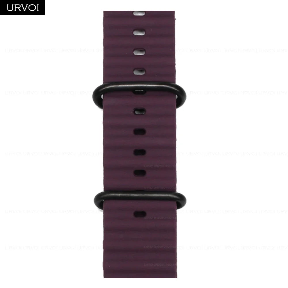 URVOI Ocean Band for Apple Watch Ultra 4 3 2 Strap Series 12 11 10 SE Sport Band for iWatch Silicone Wristband Black Buckle 49mm