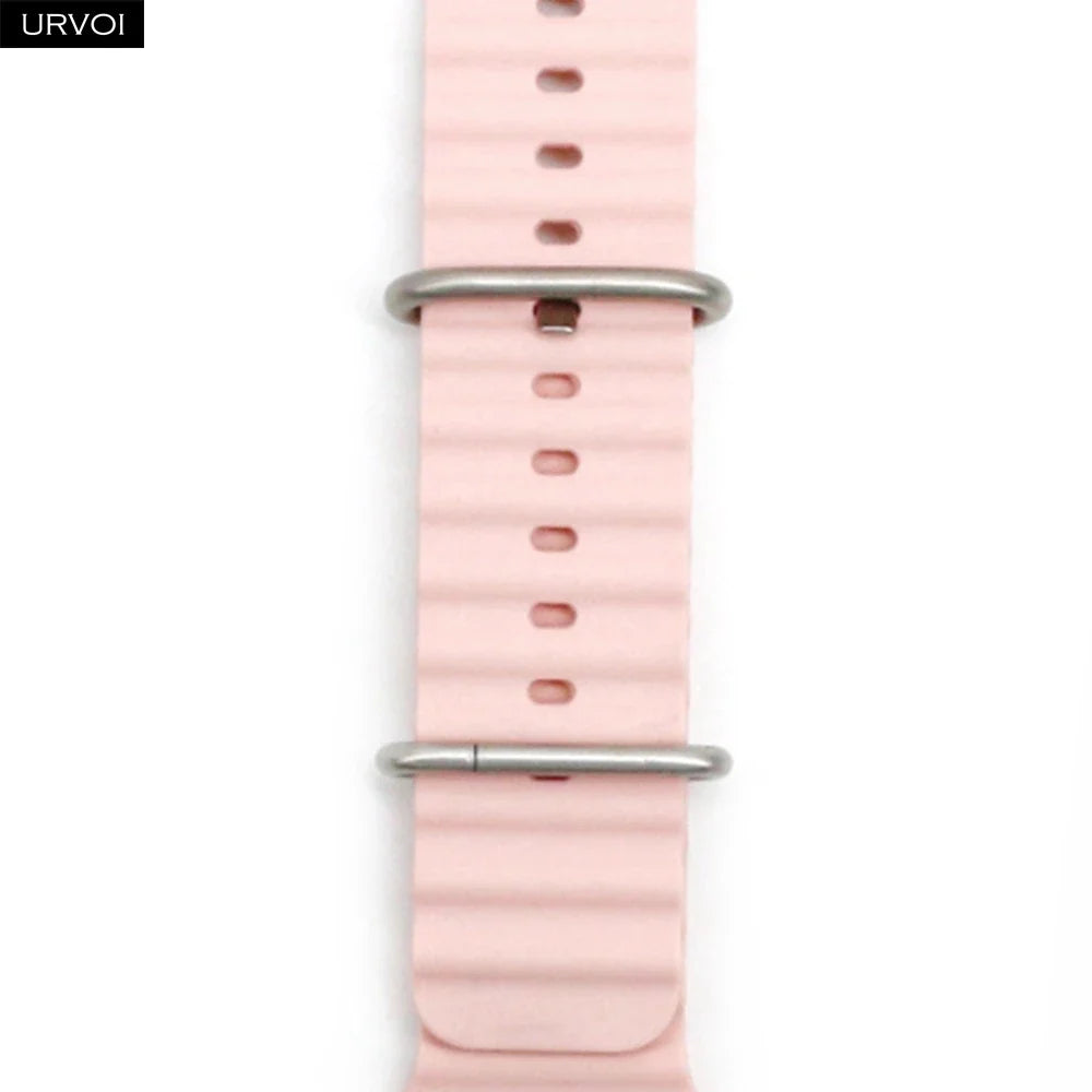 URVOI Ocean Band for Apple Watch Ultra 4 3 2 Strap Series 12 11 10 SE Sport Band for iWatch Silicone Wristband Black Buckle 49mm
