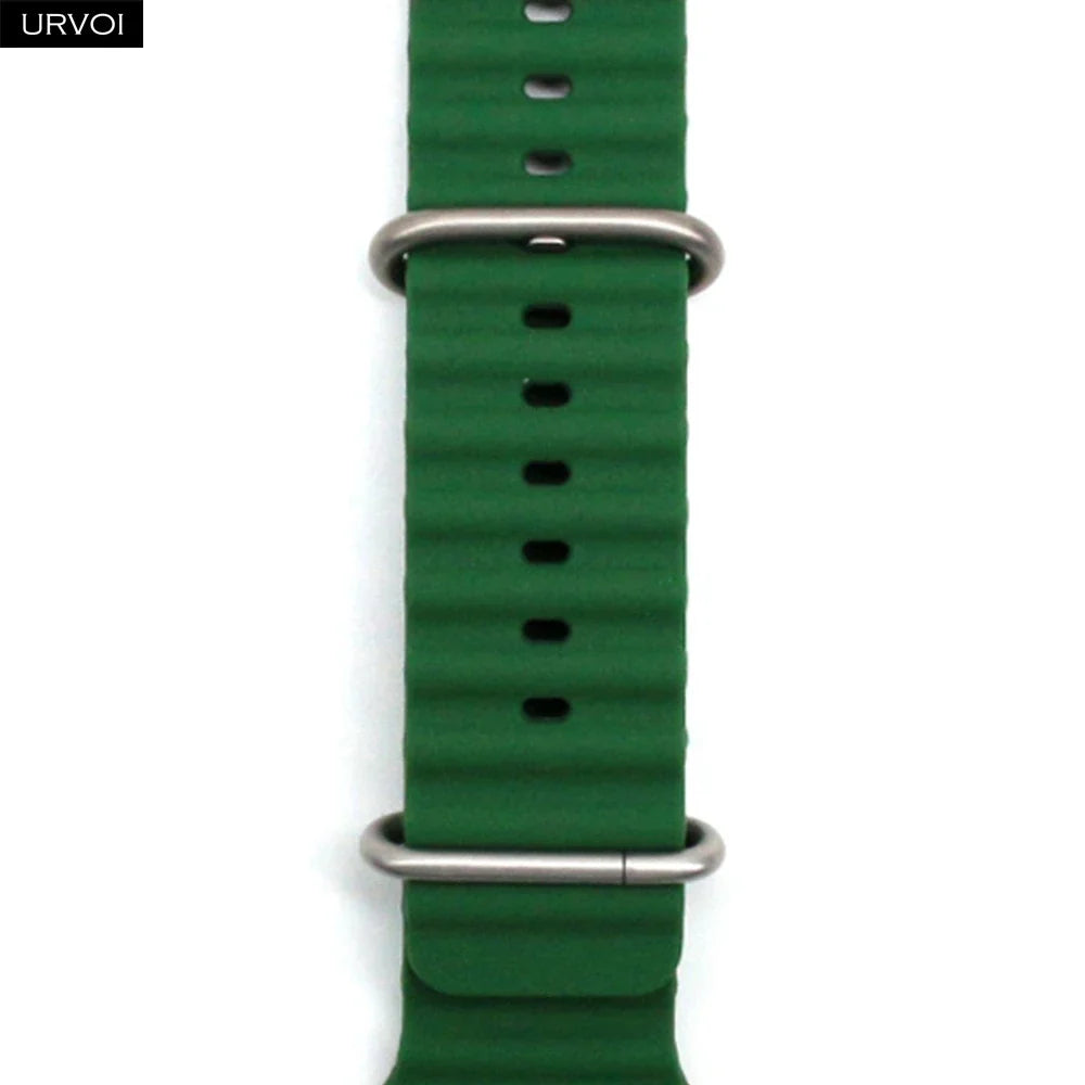 URVOI Ocean Band for Apple Watch Ultra 4 3 2 Strap Series 12 11 10 SE Sport Band for iWatch Silicone Wristband Black Buckle 49mm