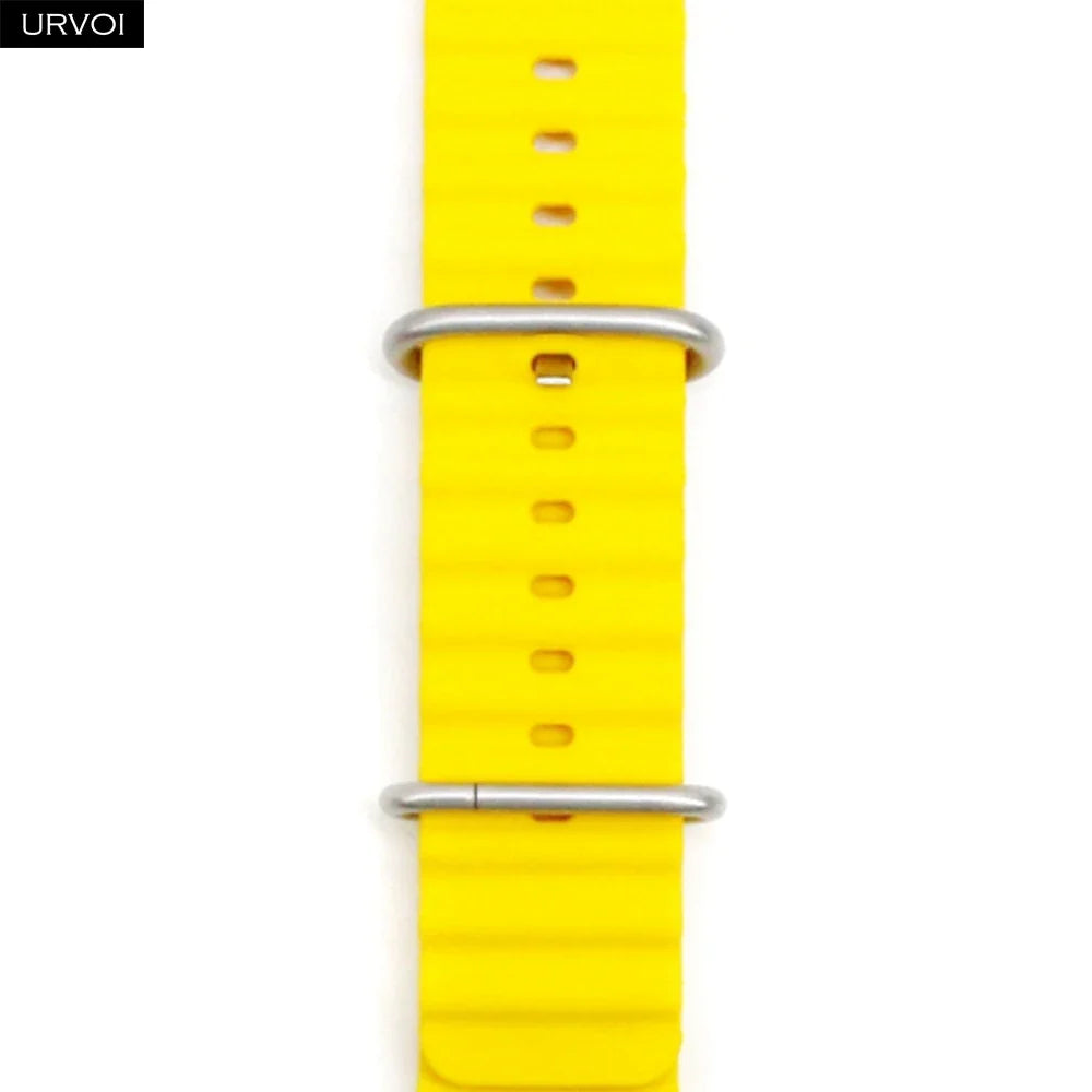 URVOI Ocean Band for Apple Watch Ultra 4 3 2 Strap Series 12 11 10 SE Sport Band for iWatch Silicone Wristband Black Buckle 49mm