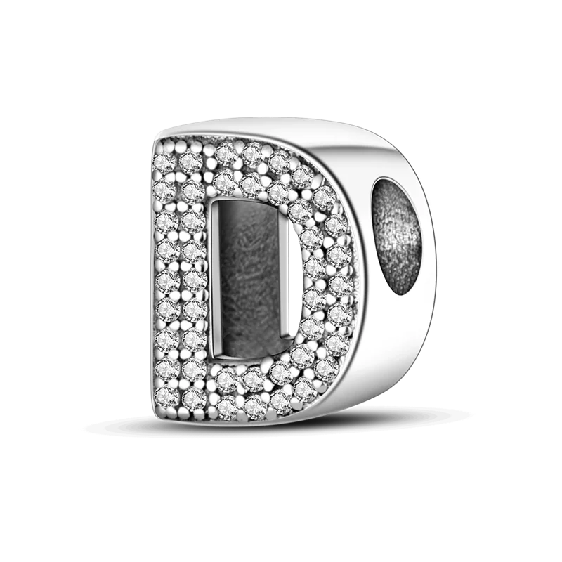 Fit Original Bangle Bracelet DIY A-Z Alphabet Charms Bead 925 Sterling Silver CZ Zircon LOVE Letter Dangle Pendant Jewelry Gift