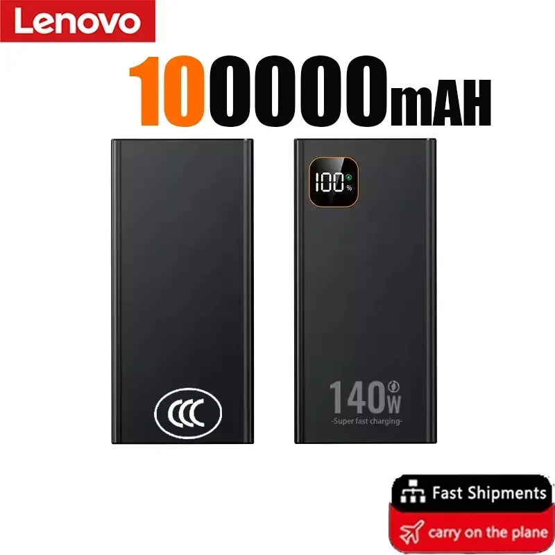 Lenovo 500000mAh CCC Power Bank Portable Large Capacity 140W Super Fast Charging Battery Charger for Xiaomi iPhone 2027NEW