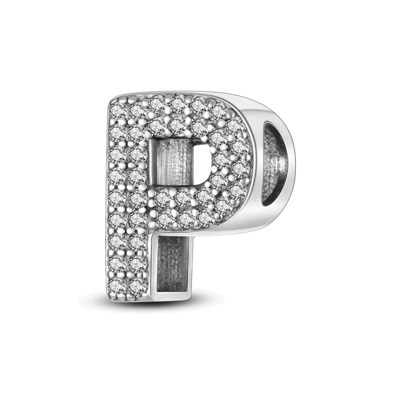 Fit Original Bangle Bracelet DIY A-Z Alphabet Charms Bead 925 Sterling Silver CZ Zircon LOVE Letter Dangle Pendant Jewelry Gift