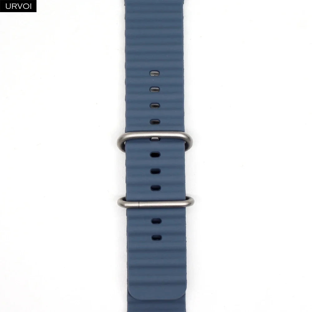 URVOI Ocean Band for Apple Watch Ultra 4 3 2 Strap Series 12 11 10 SE Sport Band for iWatch Silicone Wristband Black Buckle 49mm