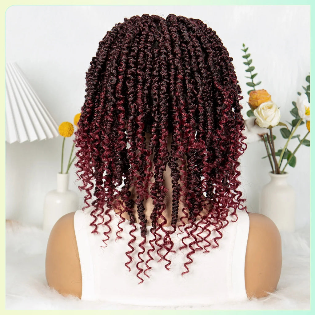 14Inch Full Lace Braided Wigs Synthetic Lace Frontal Twisted Braids Wigs with Baby Hair Knotless Box Braids Wig for Black Women