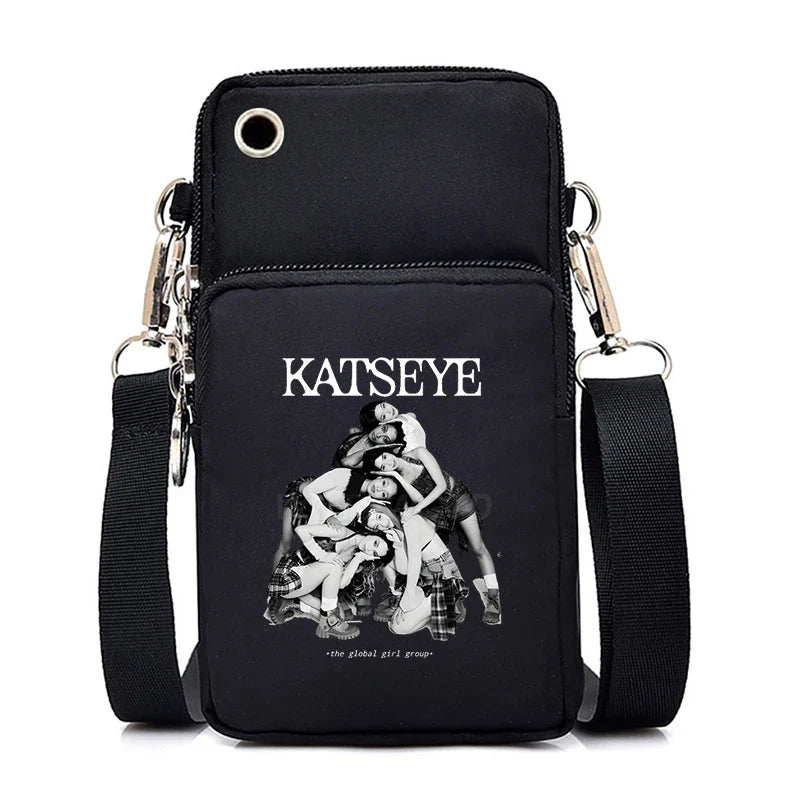 Funny Katseye Hip Hop Small Shoulder Bags Women Men Harajuku Katseye Mini Mobile Phone Bags 2026 New Purses Crossbody Bags Gifts