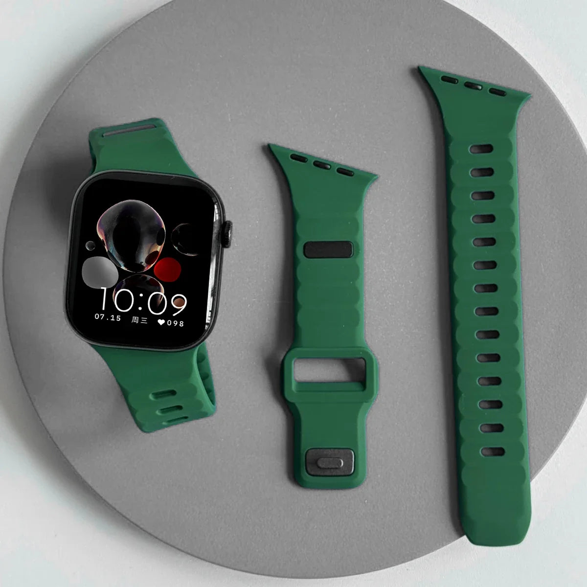 Silicone Sport Band for Apple Watch Ultra 3/2 49mm 42 44 38 40 41mm Two Tone Adjustable Strap for Iwatch S11 10 9 8 7 6 SE3 Belt