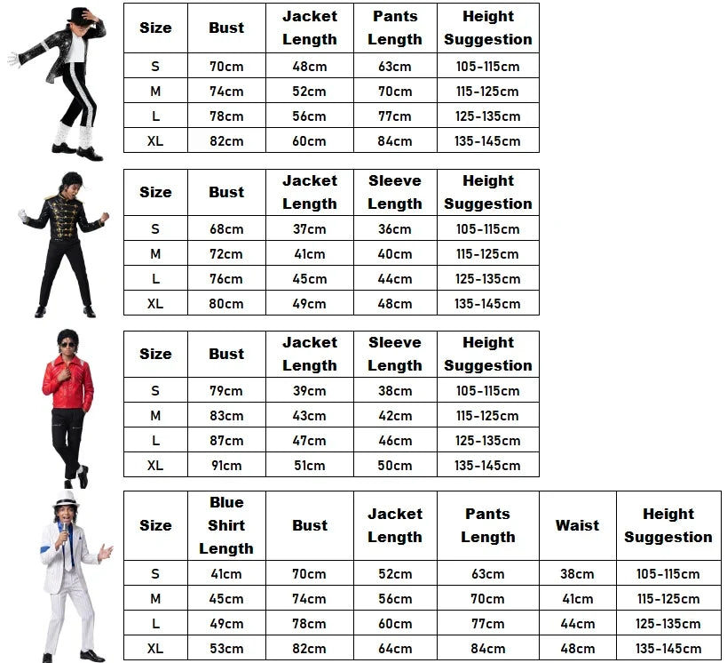 Child Michael Military Jacket Halloween Dress Up Smooth Criminal Cosplay Boy Michael Jackson Beat It Billie Jean Costume