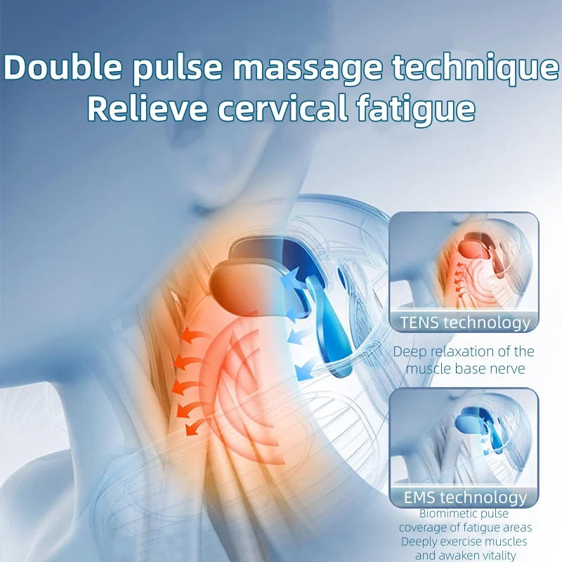 Neck Massager Electric Microcurrent Multi-Head Replaceable Wireless Knead Shiatsu Heating Vibration Cervical Shoulder Massager