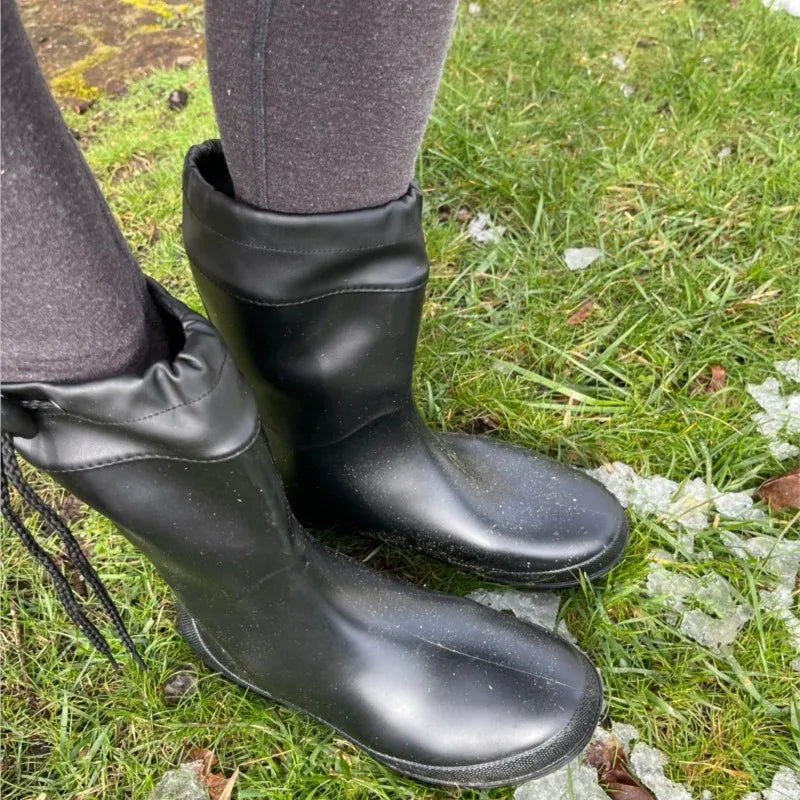 Crestar Women's Mid Calf Rain Boots Outdoor Ultra Lightweight Portable Waterproof Garden Shoes Fashion Non-slip Gardening Boots