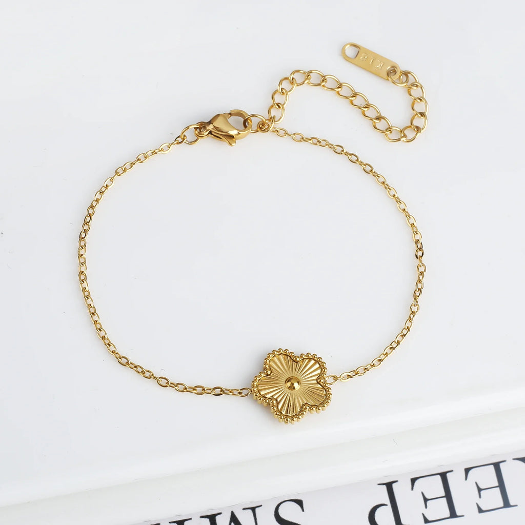 Classic Luxury Stainless Steel Bracelet Ladies Adjustable Five Flower Bracelets for Women New Fashion Party Jewelry Gifts Clover