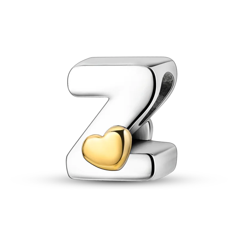 Fit Original Bangle Bracelet DIY A-Z Alphabet Charms Bead 925 Sterling Silver CZ Zircon LOVE Letter Dangle Pendant Jewelry Gift
