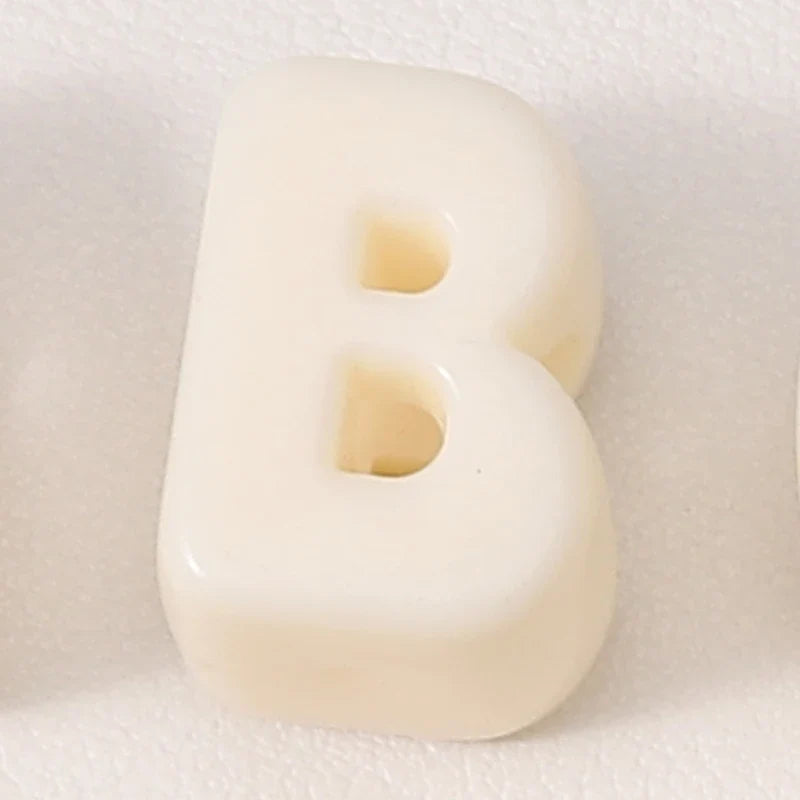 20pcs Beige Acrylic Large Hole Letter Loose Beads DIY Necklace Bracelet Mobile Phone Chain Bag Pendant Jewelry Accessories