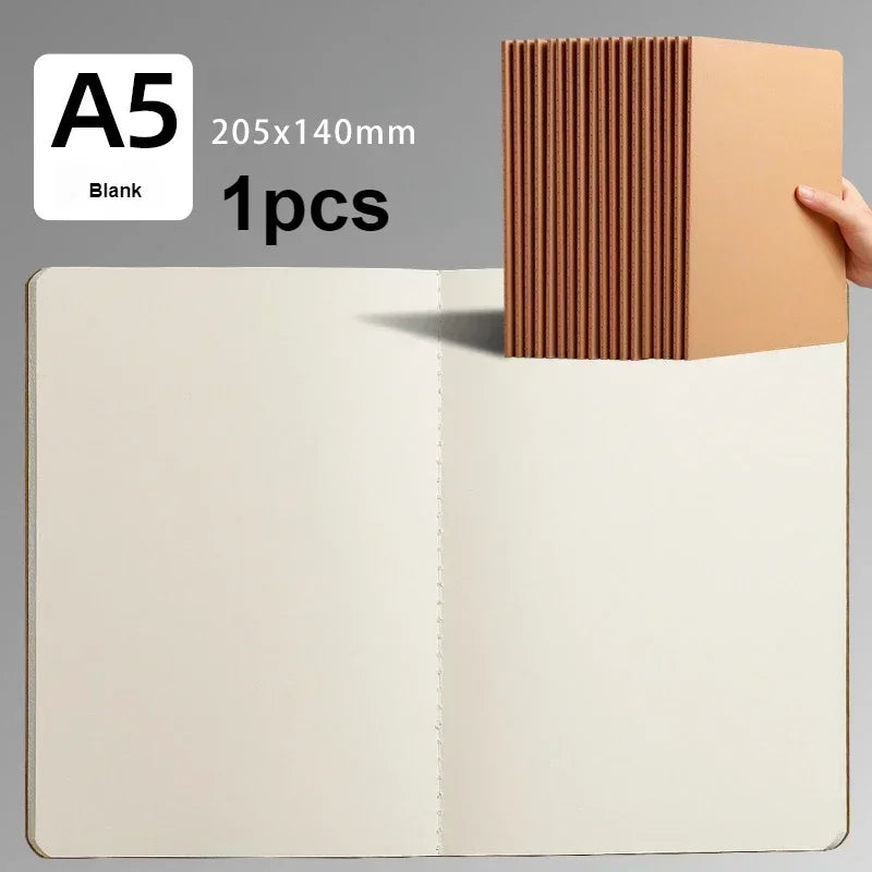 Notebook A5 Kraft Cover Vintage Diary Blank/grid/lined Stationery Planner Writing Paper for Students School Office Supplies