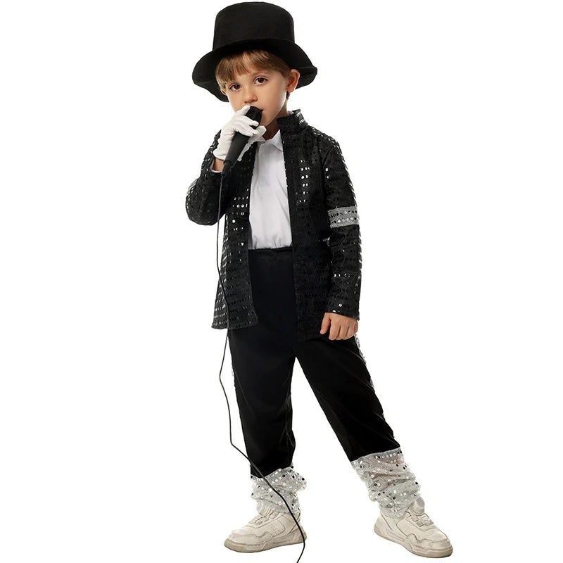 Child Michael Military Jacket Halloween Dress Up Smooth Criminal Cosplay Boy Michael Jackson Beat It Billie Jean Costume