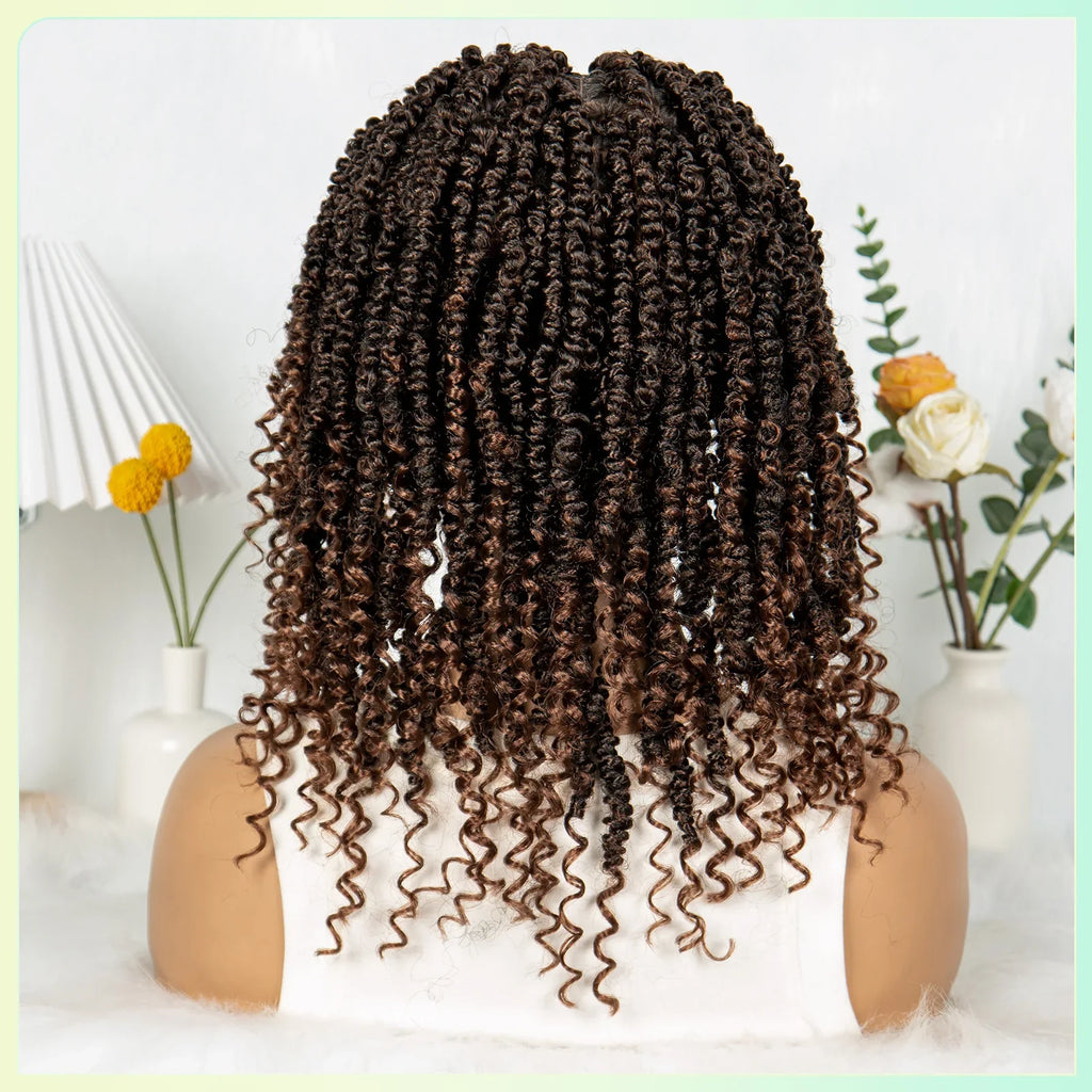 14Inch Full Lace Braided Wigs Synthetic Lace Frontal Twisted Braids Wigs with Baby Hair Knotless Box Braids Wig for Black Women