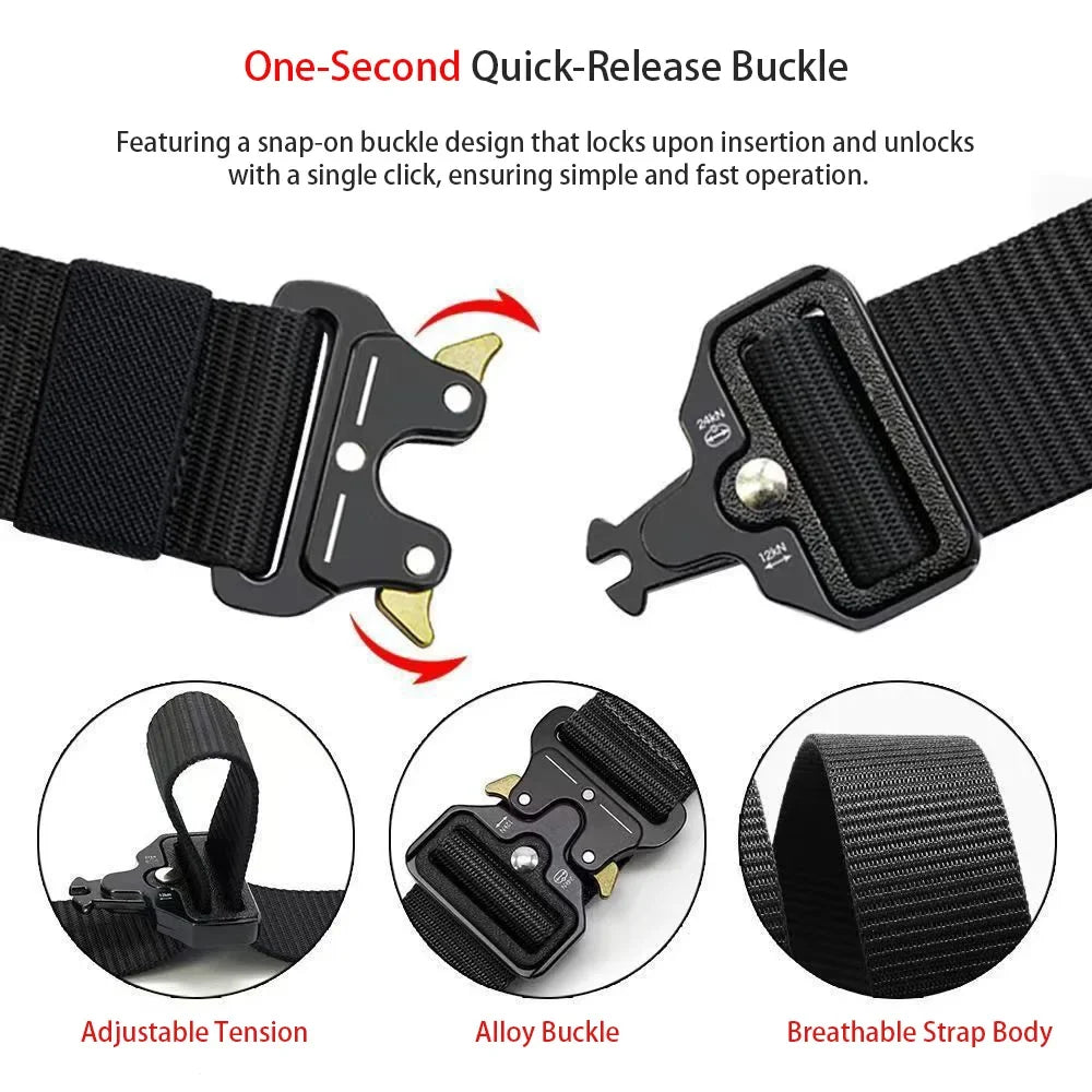 Tactical Belt for Men | All-Weather Nylon Canvas Combat Belt with Neutral Design, Built for Hunting & Outdoor Expeditions