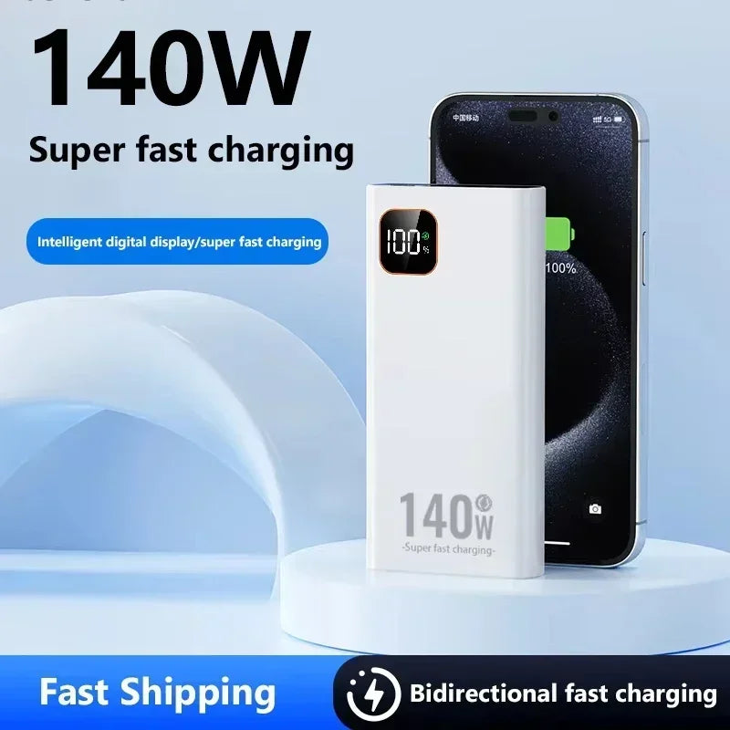 Lenovo 500000mAh CCC Power Bank Portable Large Capacity 140W Super Fast Charging Battery Charger for Xiaomi iPhone 2027NEW