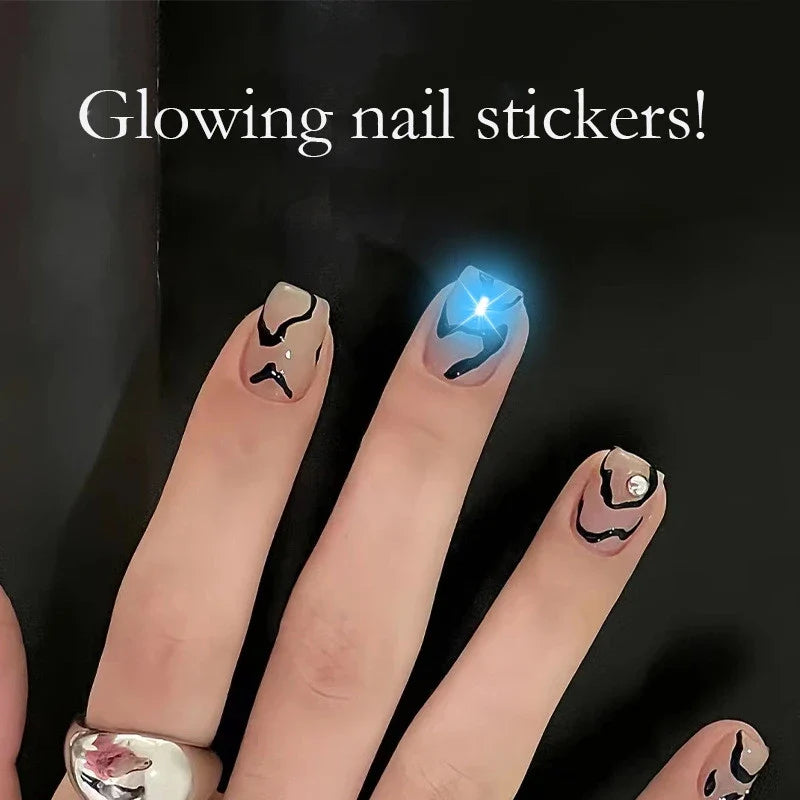 5/1pcs NFC Nail Stickers LED Light Source Nail Art Tips Lighting for Mobile Phone Nail Lamp Glow in The Dark Manicure Decor