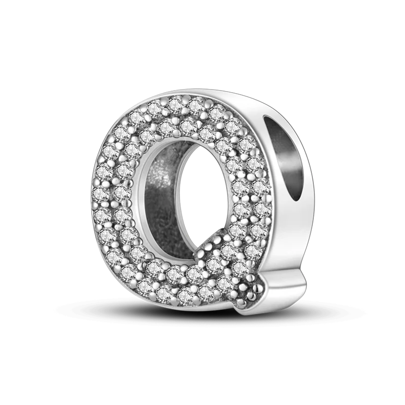 Fit Original Bangle Bracelet DIY A-Z Alphabet Charms Bead 925 Sterling Silver CZ Zircon LOVE Letter Dangle Pendant Jewelry Gift