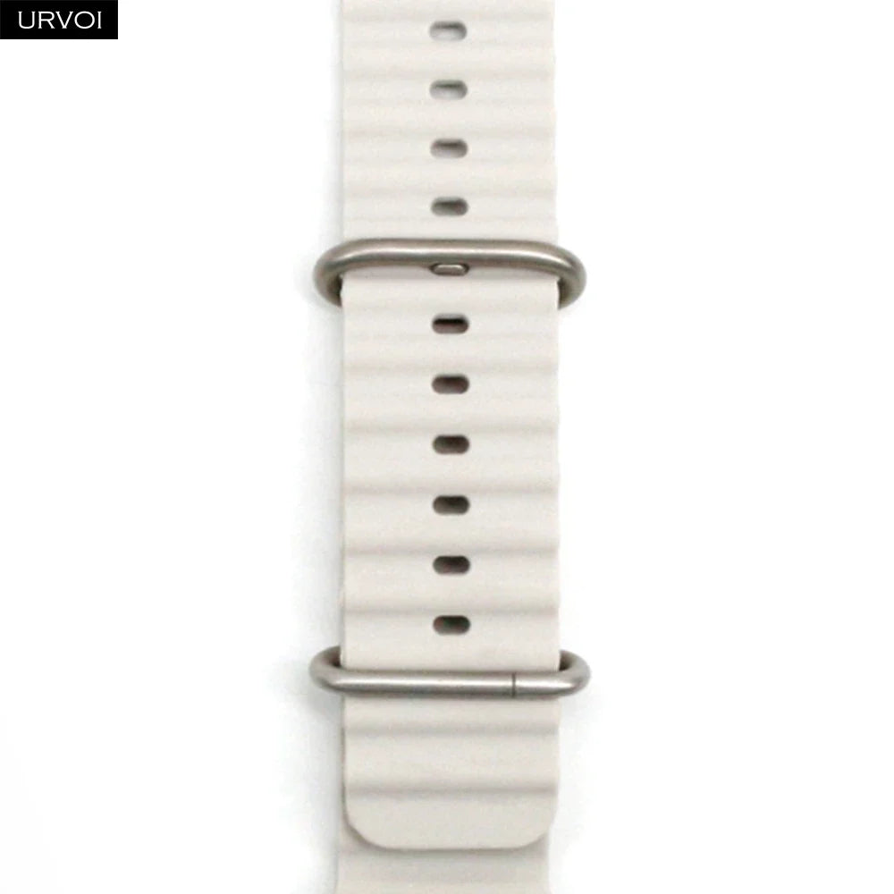 URVOI Ocean Band for Apple Watch Ultra 4 3 2 Strap Series 12 11 10 SE Sport Band for iWatch Silicone Wristband Black Buckle 49mm