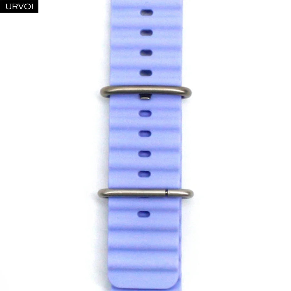 URVOI Ocean Band for Apple Watch Ultra 4 3 2 Strap Series 12 11 10 SE Sport Band for iWatch Silicone Wristband Black Buckle 49mm