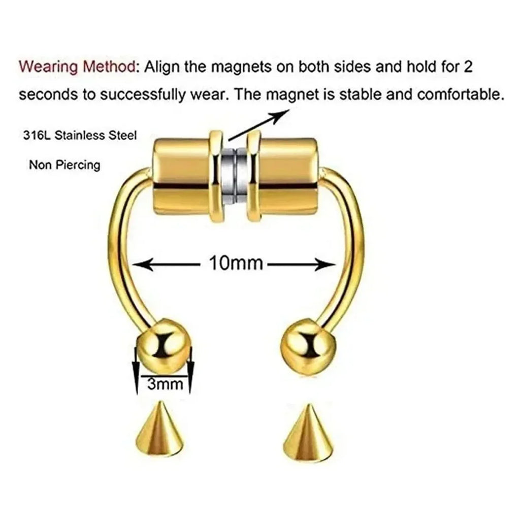 1/2/3/4/5Pcs Fake Magnetic Stainless Steel Nose Rings,Non Piercing Septum Rings Magnetic Nose Ring Clip On Nose Rings Jewelry