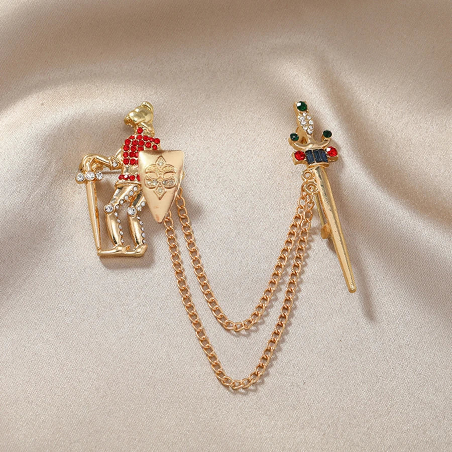Fashion Lady Walking Dog Chain Brooch Women Suit Pin