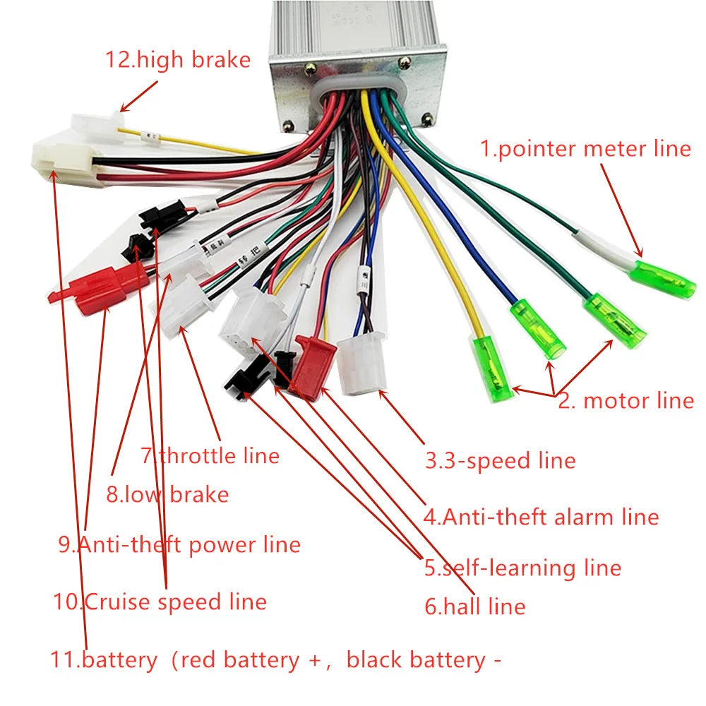 36V/48V 350W e-bike Brushless Controller for Electric Bicycle E-scooter Dual Mode Sensor/Sensorless
