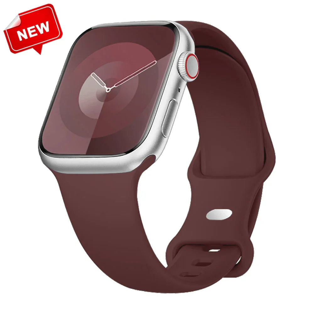 Silicone Strap For Apple Watch Bands 40mm 44mm 46mm 45mm 41mm 49mm 42 Correa Bracelet iWatch series ultra3 2 7 8 9 se 10 11 band