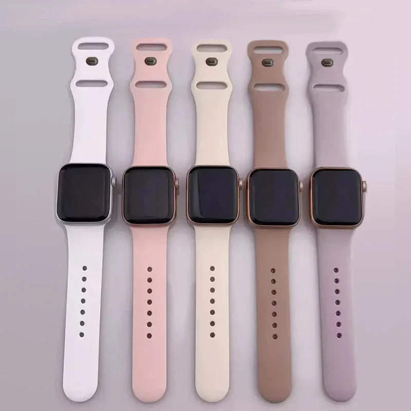 Silicone Strap For Apple Watch Bands 40mm 44mm 46mm 45mm 41mm 49mm 42 Correa Bracelet iWatch series ultra3 2 7 8 9 se 10 11 band