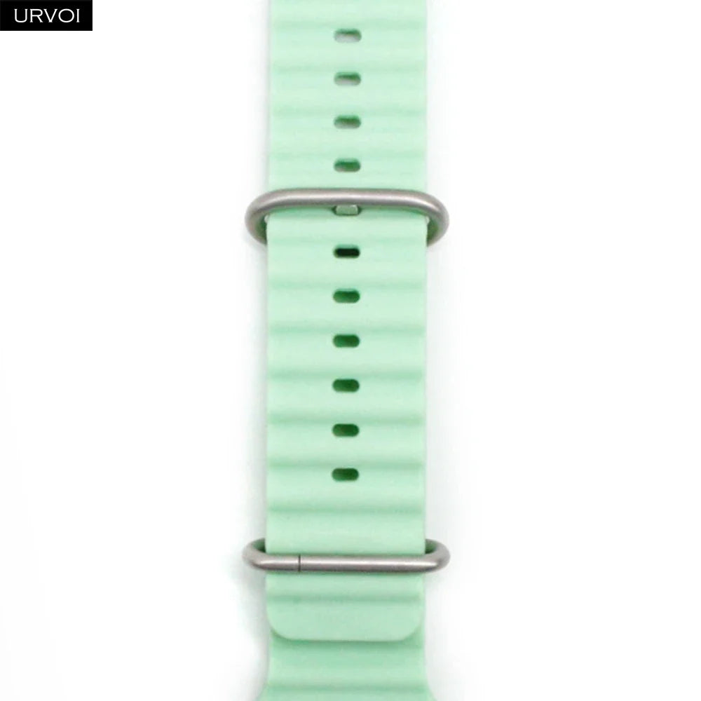 URVOI Ocean Band for Apple Watch Ultra 4 3 2 Strap Series 12 11 10 SE Sport Band for iWatch Silicone Wristband Black Buckle 49mm