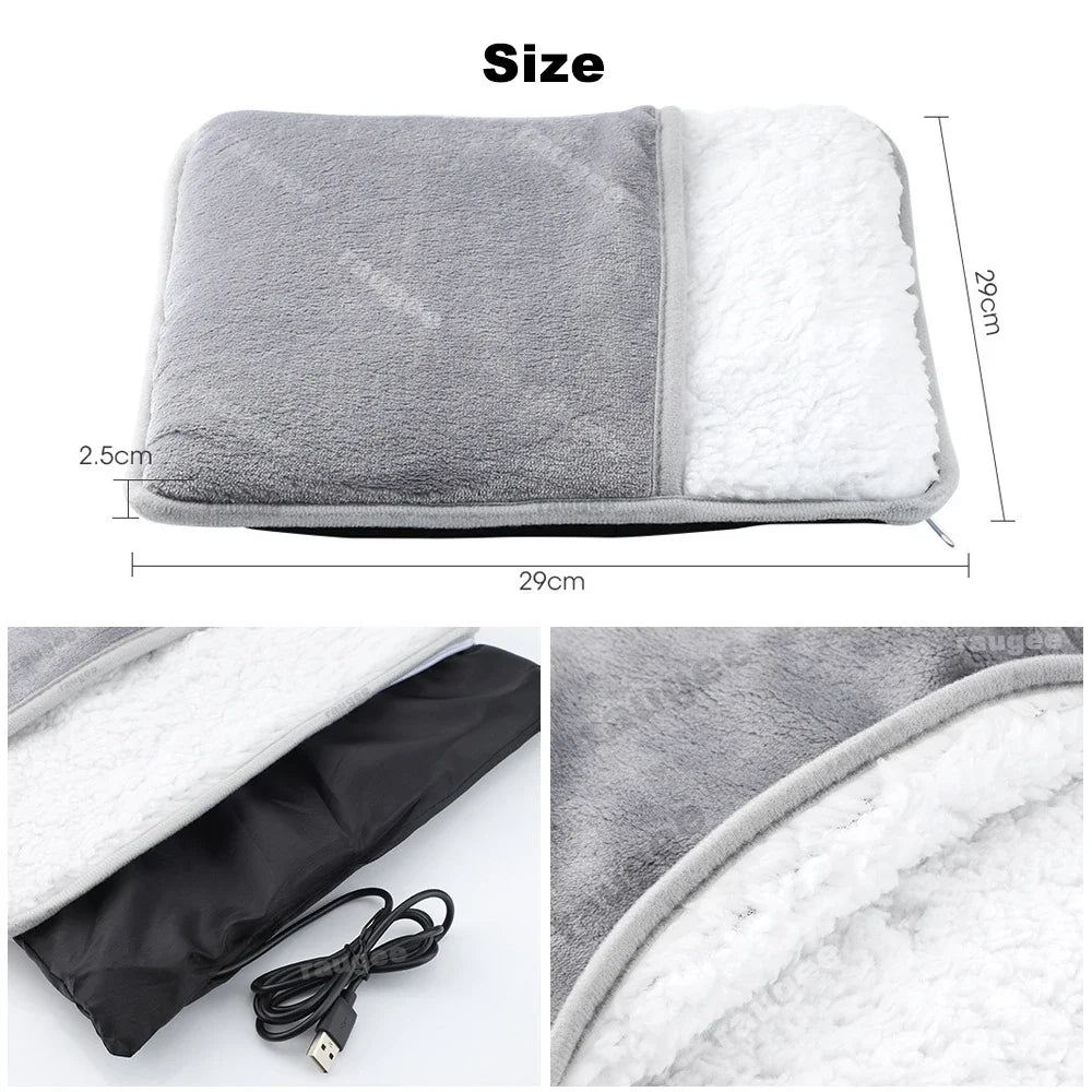 Foot Warmer USB Foot Heater Thermal Foot Heating Pad Soft Plush Warm Foot Cover Electric Heating Feet Warmer for Home Bedroom