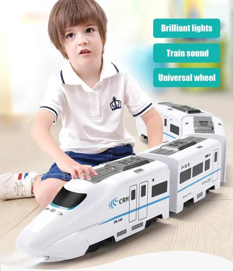 Kids Simulation High-speed Railway Train Toys Electric Sound Light Train Model Car Puzzle Toys for Boys Girls Birthday Xmas Gift