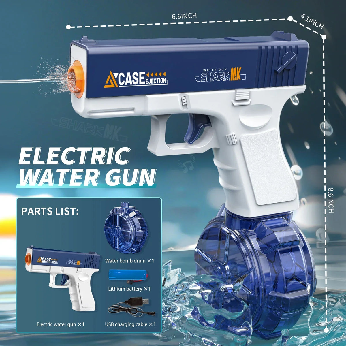 Electric Water Gun Toy Rechargeable Long Range Water Blaster for Beach Pool Backyard Battles Adults Kids Summer Toy Birthday
