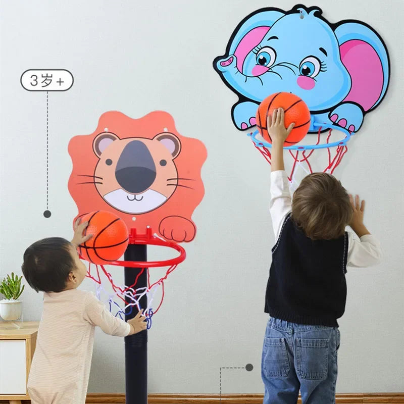 Kids Basketball Hoop Kit Cartoon Creative Animals Basketball Stand Outdoor Indoor Game Sport Play Toys Children Kids Basketball