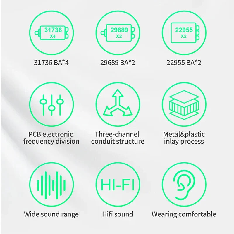 KZ AS16 Pro In Ear Wired Earphones 16BA Balanced Armature HIFI Bass Monitor Headphones  Noise Cancelling Earbuds Sport Headset