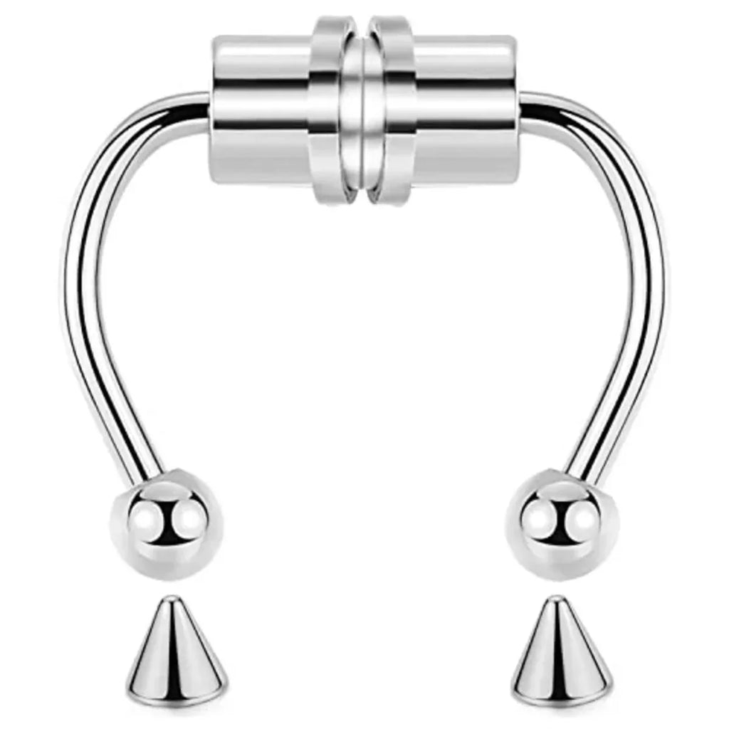 1/2/3/4/5Pcs Fake Magnetic Stainless Steel Nose Rings,Non Piercing Septum Rings Magnetic Nose Ring Clip On Nose Rings Jewelry